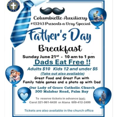 Father’s Day Breakfast / Sunday, June 21, 2026, 10 AM to 1 PM